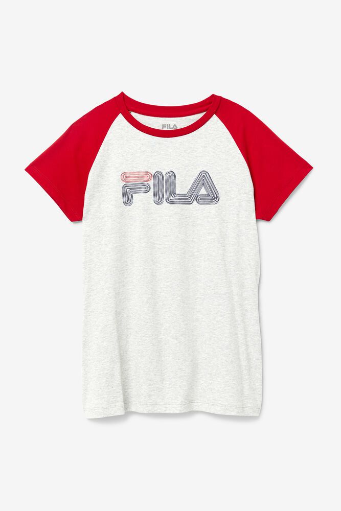 Fila Tričko Damske Baseball Biele - VOAJU7635